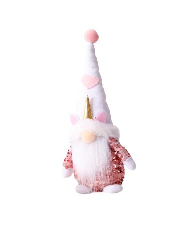 Zerodeko Adornment Pink Valentines' Dwarf Dolls Desktop Decors Hat Cute Valentine Adorable Ornament Plush As Shown 33X12X8CM