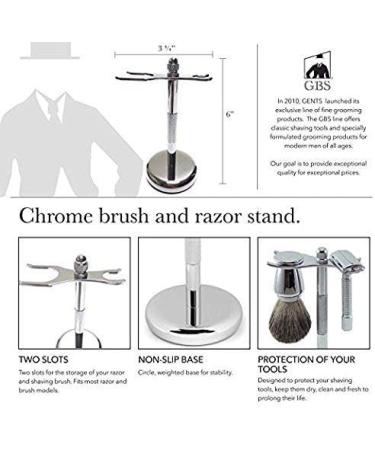 G.B.S Classic Deluxe Stainless Steel Brush and Razor Stand - Securely Store Your Shaving Tools Non-Slip & Well-Balanced Design for Prolonged Use - Ideal for Every Grooming Routine - Buy Online on GoSupps.com