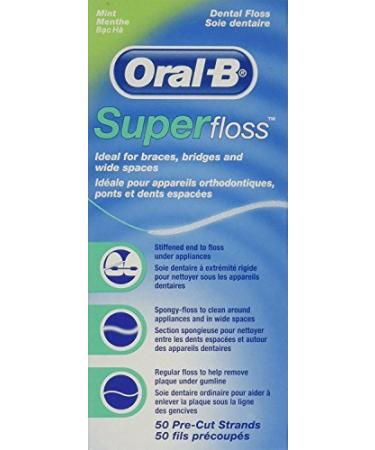 Oral-B Super Floss Mint Dental Floss Pre-Cut Strands 50 ea (Pack of 6) 50  Count (Pack of 6)