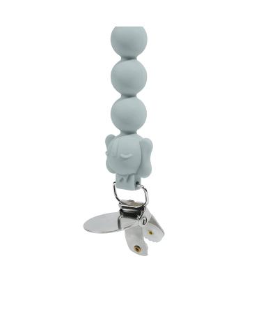 Silicone Pacifier Clip with Koala Bead - Grey | One Piece Soother Binky Teething Ring Holder - Buy Online on GoSupps.com