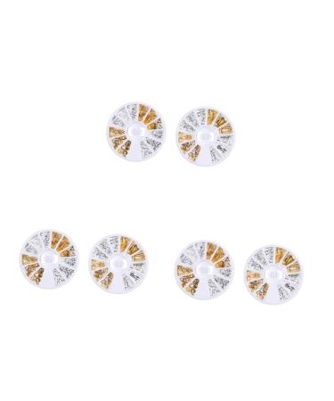 FRCOLOR 6 Boxes Diy Fingernail Patch Gold Decor Rhinestones Nail Accessories Nail Art Decoration Nail Rhinestone Metal Rivet Manicure Accessories Rivet Decoration Nail Rivet Mix