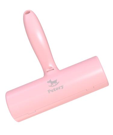Petory Pet Hair Remover with Self Cleaning Base, Suitable for Couch, Car Seat, Bedding, Clothes, Carpet - Effective and Reusable Double Roller Designed Lint Roller for Dog, Cat, Pet Hair Pink