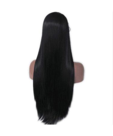 Silky Long Straight Black Lace Front Wig - 18in Heat Resistant Synthetic Hair for Daily & Cosplay | Ladies Party Hairpieces - Buy Online on GoSupps.com