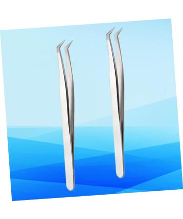 Frcolor 2pcs Curved Lipped Eyelash Extension Tweezers - Professional Angled Lash Curlers & Salon Accessories for Perfect Fake Eyelashes - Buy Online on GoSupps.com