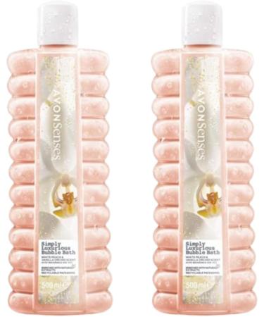 Avon Bubble Bath White Peach & Vanilla Orchid Senses Simply Luxurious Bubble Bath 2 x 500ml Perfect for Women Sink into Clouds of Blissful Foaming Bubbles... Dreamy - Buy Online on GoSupps.com