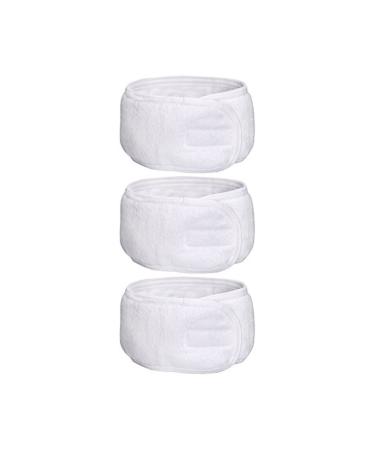 Frcolor hair band for make up / adjustable SPA headband with velcro fastener 3pcs (white)
