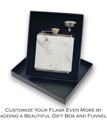 Personalized Faux Leather Flask with Route 66 California Design and Engraving - White Marble - Buy Online on GoSupps.com