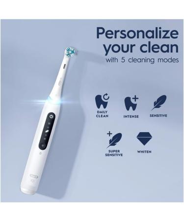 Oral-B iO5 Electric Toothbrush With Artificial Intelligence Gifts For Women / Men 1 Toothbrush Head & Travel Case 5 Modes Teeth Whitening UK 2 Pin Plug White + 4 Ultimate Clean Toothbrush White + Refills - Buy Online on GoSupps.com