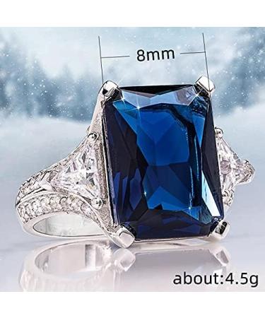 925 Sterling Silver Micro Set Sapphire Diamond Ring - Size 9 - Buy Online on GoSupps.com
