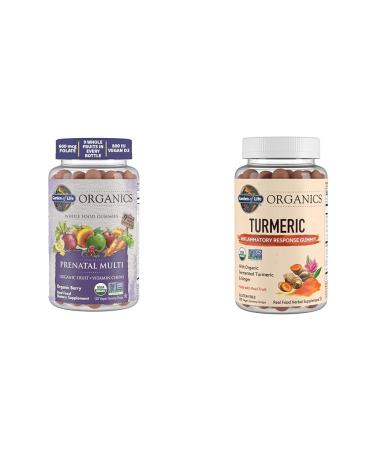 Garden of Life Organics Prenatal Gummies Multivitamin Bundle with 120 Turmeric Inflammatory Response Gummies