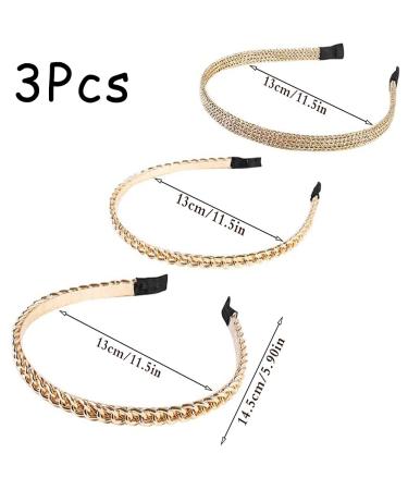 Elegant Gold Metal Hair Ties - Vintage Chic Headbands for Women & Girls - 3 Stylish Designs - Buy Online on GoSupps.com