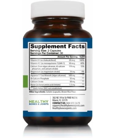 Bone Support Supplement with Algas Calcareas, Vitamin D3, K2 | 60 Capsules - 30 Servings - Buy Online on GoSupps.com