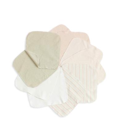 Reusable Colored Organics Baby Washcloths, Soft Absorbent Organic Cotton Washable Saliva Towel Face Wipes, Newborn Bath Face Towel, Natural Baby Wipes for Sensitive Skin (Multicolor, 10 Pack) Multicolor 10 Pack