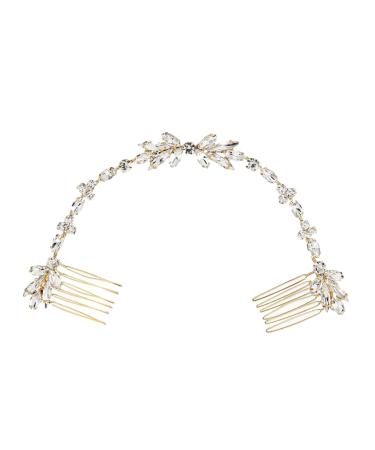 Angoily Bridal Wedding Comb Styling Comb Womens Hair Clips Accessories for Hair Bridal Hair Vines Hair Styling Accessories Hair Comb Blush Gold Hairpieces Zircon Soft Chain Bride Modeling