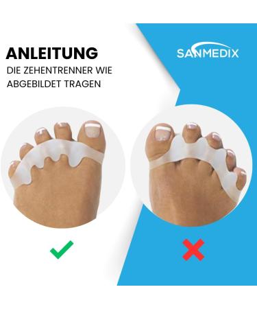 SanMedix Toe Spreader - Silicone Toe Separator Set for Men & Women | 3 Pairs (6 Pieces) | Correct Hallux Valgus Bunion Hammer Toe - Buy Online on GoSupps.com