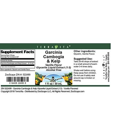 Garcinia Cambogia & Kelp Glycerite Liquid Extract (1:5) - Vanilla Flavored (1 oz ZIN: 522499) - 3 Pack - Buy Online on GoSupps.com