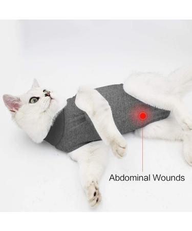 HEYWEAN Cat Abdominal Wound Recovery Collar | Skin Disease Protection & E-Collar Alternative | Prevent Licking & Scratching | Large Dark Grey - Buy Online on GoSupps.com