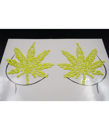 Neon Rhinestone Face & Body Gems Kit - Gold Chest & Leaf Yellow Halloween Makeup Stickers - Buy Online on GoSupps.com