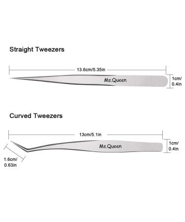 Ms.Queen 2Pcs Eyelash Extension Tweezers Set - Curved Tweezers Bundle - Buy Online on GoSupps.com