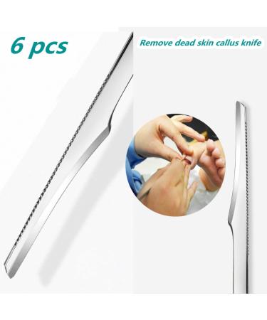 Pedicure Knife Tools Kit - Professional Stainless Steel Foot Scrubber Dead Skin Remover - 6 Pcs Foot Scraper Set for Callus Removal - For Men and Women - Buy Online on GoSupps.com
