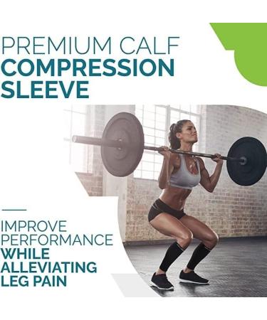 Calf Compression Sleeves for Men & Women - Leg Compression Socks - Large Black - Buy Online on GoSupps.com