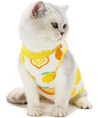 Agoumlux Cat Recovery Bodysuit - Post-Surgery Wear for Cats | Leakage Protection Cotton Clothing in Yellow - Buy Online on GoSupps.com