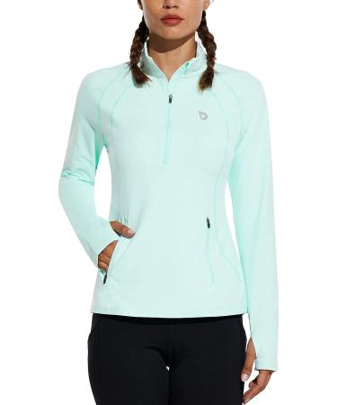 Baleaf Women's Fleece Half-Zip Running Jacket - Aqua, X-Small - Buy Online on GoSupps.com