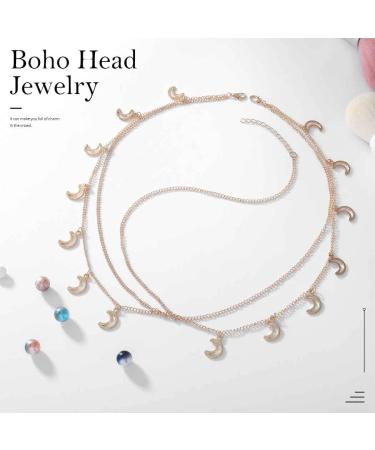 Zoestar Boho Gold Moon Headband | Festival Hair Accessories for Women & Girls | Stylish Prom Fashion Headband - Buy Online on GoSupps.com