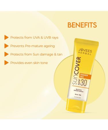 Jovees Sandalwood Suncover SPF 30 | Natural Protection | 100g | Best Sunscreen for All Skin Types - Shop Now - Buy Online on GoSupps.com