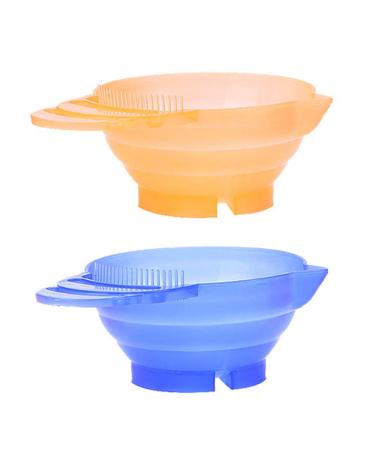 2pcs Professional Hair Dye Bowl Color Mixing Bowl Hair Salon Accessory Orange and Blue