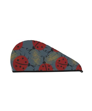 Ladybug Microfiber Hair Towel Soft Super Absorbent Hair Towel Wrap for Women Coral Velvet Quick Dry Hair Cap for Long Curly and Thick Hair