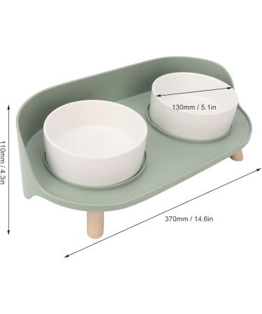 Kjaoyu Elevated Puppy Bowls for Food & Water | Ceramic Cat Bowls | Cervical Spine Protection | Double Feeder | Green & White - Buy Online on GoSupps.com