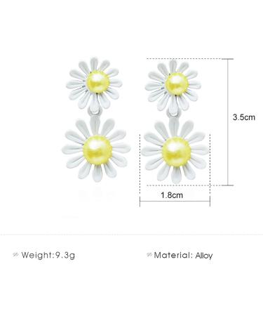 Vintage Daisy Flower Earrings - White Acrylic & Resin Stud & Dangle Earrings for Women | Boho Sunflower Jewelry - Buy Online on GoSupps.com