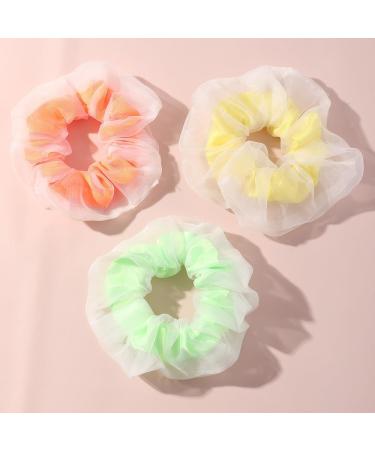 Fashion Organza Double Layered Hair Scrunchies Elastic Hair Tie Women Girls Sports Rubber Band Ponytail Holder(Green) - Buy Online on GoSupps.com