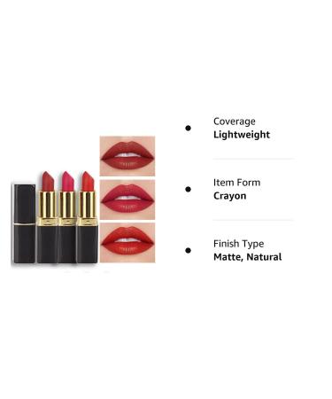 3Pcs Dark Light Bright Red Matte Lipstick Set for Women - Long Lasting Smudge Proof Lipsticks - Ruby Red Lip Stain Makeup Kit - Buy Online on GoSupps.com