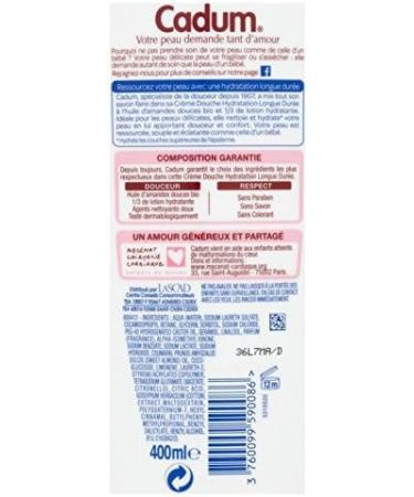  Cadum Cadum Long-Lasting Hydrating Shower Cream with Sweet Almond Oil Organic 2 x 400ml - Buy Online on GoSupps.com