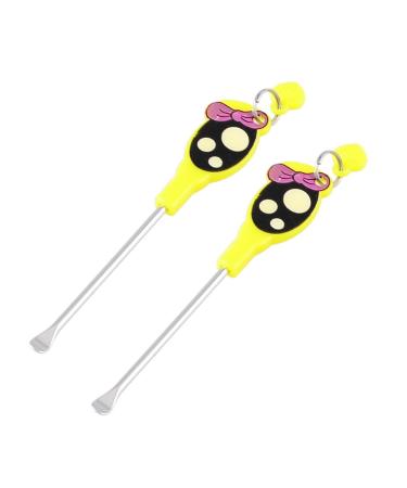 Qtqgoitem Yellow Plastic Grip Earpick Earwax Ear Wax Remover Ears Care Tool 2 Pcs (Model: 99e 955 ebb 1bd b84)