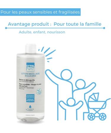 Cytolnat Micelle Lotion 500ml - Gentle Makeup Remover & Cleanser for Sensitive Skin | Perfume-Free Calm Skin for Infants Children & Adults - Buy Online on GoSupps.com