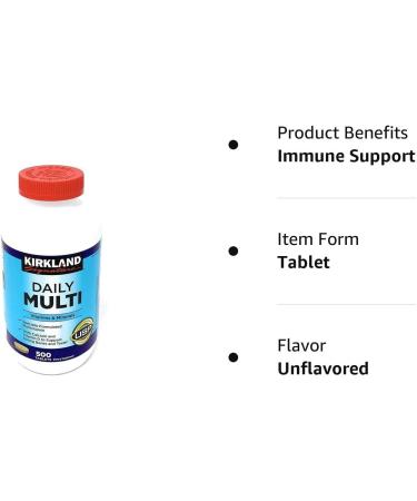Kirkland Signature Daily Multi Vitamins & Minerals 500 Tablets - 500 Count Pack, Essential Nutrients Supplement - Buy Online on GoSupps.com