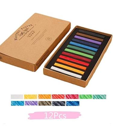 Non-Toxic Square Soft Pastels Set - 12 Colors | Artist Chalk Pastel Sticks for Art Drawing and Painting - Professional Quality - Buy Online on GoSupps.com