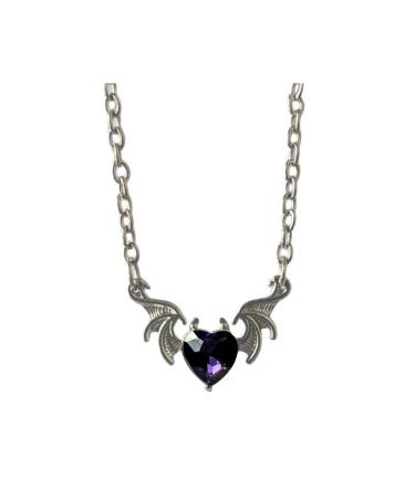 Kuaiyiju Choker pendant heart devil wing fans necklaces gothic loving necklace choker alloy material party jewelry violet