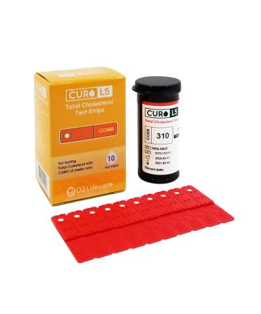 CURO L5 Blood Cholesterol Test Strips Includes Total Cholesterol Test Strips 10 ea (Device NOT Included)