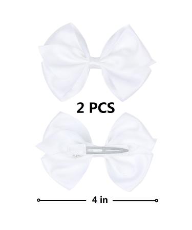 2 PCS White 4 Inch Satin Bow Set for Little Girls - Perfect Hair Accessory - Buy Online on GoSupps.com