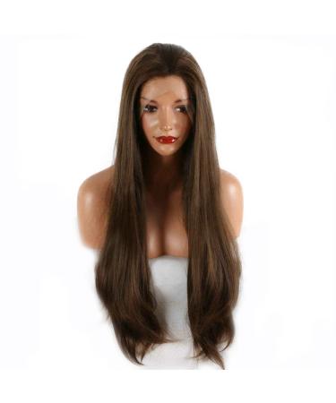 Shop Naturally Looking Brown Lace Front Wig - High Temperature Resistance Smooth Synthetic Hair for Drag Queens - Buy Online on GoSupps.com