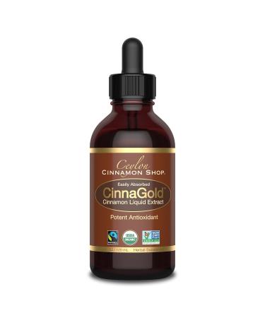 CinnaGold Organic Ceylon Cinnamon (100% Certified) Supplement, High-Potency Liquid Extract, 4 oz.  Super Antioxidant by Ceylon Cinnamon Shop