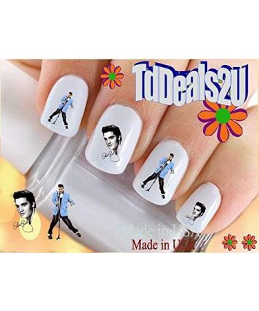 Elvis Nail Decals - 40pc Blue Jacket Singer Character WaterSlide Transfers Stickers - Salon Quality DIY Nail Art Accessories - Buy Online on GoSupps.com
