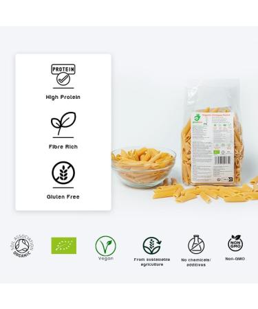 Organic Chickpea Penne Pasta 1kg - High Protein & Fiber, Gluten-Free, Vegan, Low Calorie - Buy Online on GoSupps.com