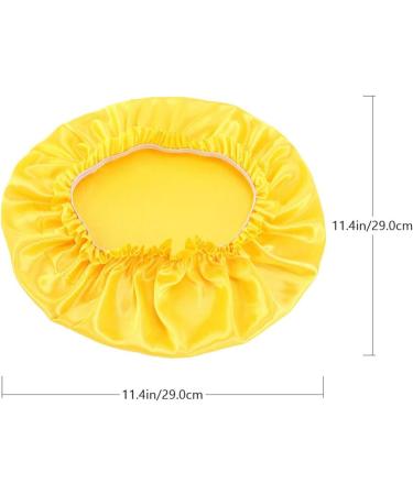 Satin Sleeping Cap Set | Shower & Chemotherapy Hair Cover Bonnet | Hair Loss & Salon Beauty Caps - Yellow (2 Pcs) - Buy Online on GoSupps.com