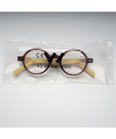 Shop Retro Round Reading Glasses | Vintage Style Wood & Plastic | Unisex Visual Aid +1.0 to +4.0 - Buy Online on GoSupps.com