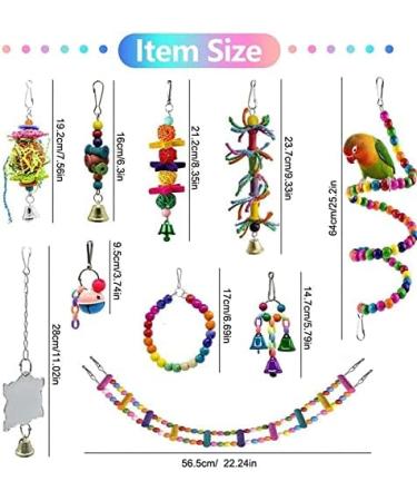 Bojafa Bird Toys For Budgie Parrot Toy - 10 Pack Hanging Budgies Play Stand Perch For Cage Natural Wooden Birds Swing Ladder Large Cockatiel Toy Accessories For African Grey Parrots Conure Parakeet - Buy Online on GoSupps.com